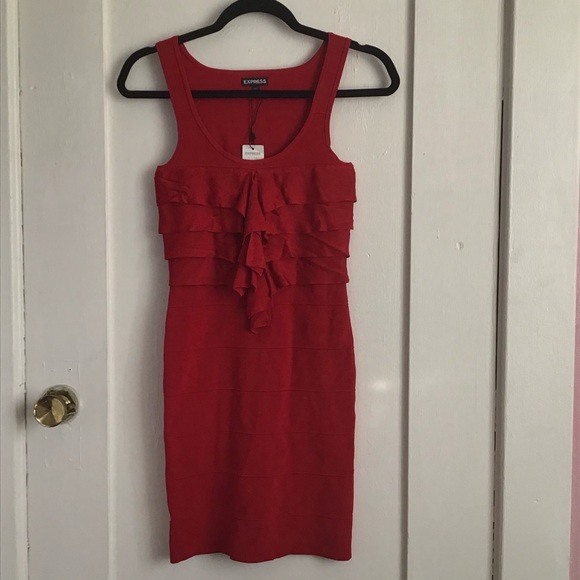Express Red Bandage Bodycon Dress - Picture 2 of 4